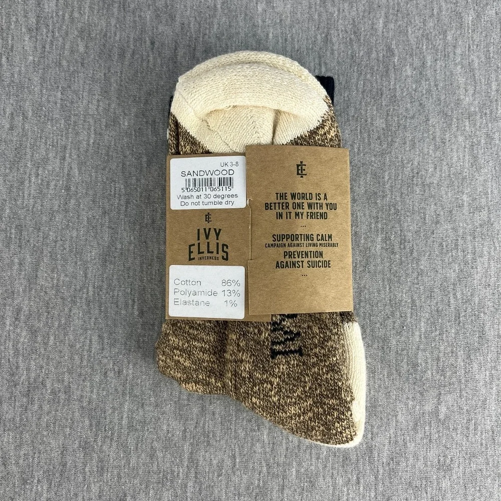 Ivy Ellis Inverness Quarter Socks Womens Size UK 3-8 Sandwood Brown NEW